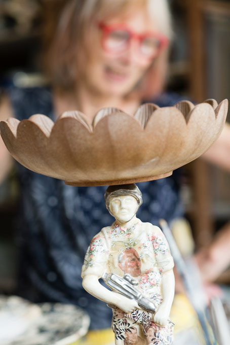 Carol McNicoll in her studio in London 2016